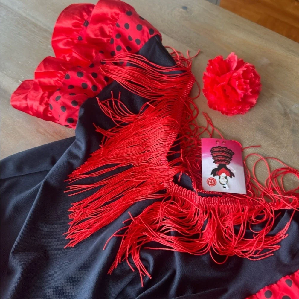 Red Black Polka Dot Flamenco Dress Costume